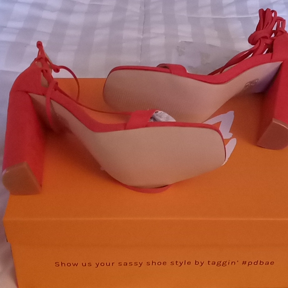 Public Desire Frankie Red Lace Up Heels - Picture 6 of 9